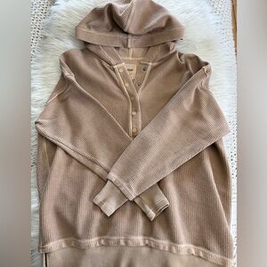 aerie ribbed snap hoodie